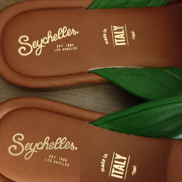 Seychelles Crossband Leather Slide Sandals Green Size 7.5 Made in Italy - Picture 5 of 12